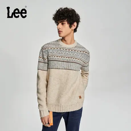 Lee商场同款23秋冬新品舒适版针织提花圆领男毛衣潮LMT006328101图片