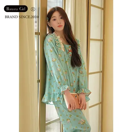 Bananagirl睡衣女2023年秋长袖开衫卡通薄长裤宽松可外穿家居服套商品大图