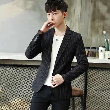春天韩版小西装男士休闲西服青年修身帅气单西便西上衣外套男装潮图片