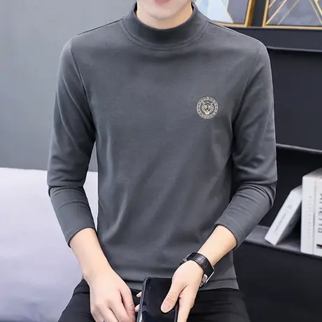 半高领打底衫男士潮牌ins春秋德绒长袖t恤男装冬季保暖内搭卫衣服商品大图