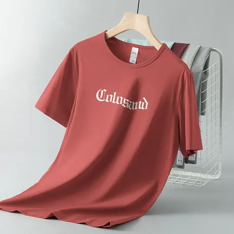 莫代尔圆领短袖t恤男装潮流夏季冰丝凉感上衣服印花半袖速干体恤商品大图