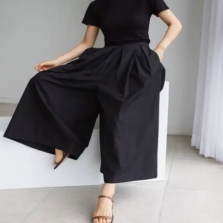 夏装新款阔腿半身裤子女韩版宽松大码时尚休闲纯棉九分时尚裤子潮图片