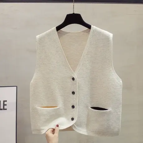 v领针织开衫马甲背心女2023秋装新款宽松外穿马夹细针毛衣坎肩潮图片
