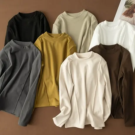 享永子【软糯打底】德绒打底衫软糯磨绒感T恤内搭舒适纯色上衣女图片