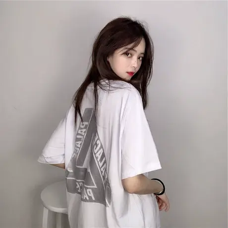 酷酷闺蜜装短袖t恤女夏季新款韩版bf慵懒风网红超火cec百搭上衣潮商品大图