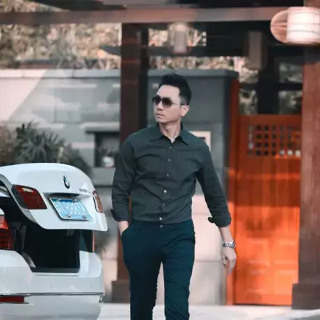 武士黑高棉竖条纹男士长袖衬衫新款修身商务衬衣图片