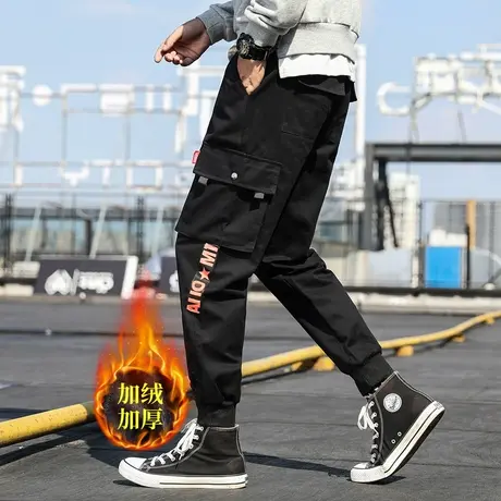 工装裤子男宽松大码男裤潮牌秋冬加绒胖子加肥加大休闲裤男款冬季商品大图