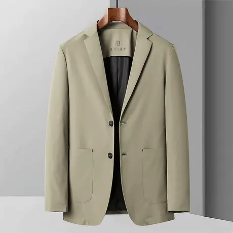 绅士商务男无痕西服轻奢冰丝休闲高档西装外套春秋款修身简约单西图片