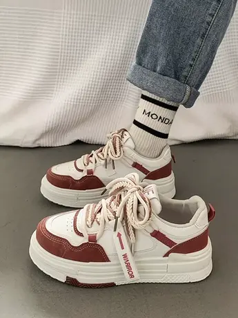 小众原创复古厚底板鞋子女2023春秋新款休闲百搭ins潮运动小白鞋商品大图