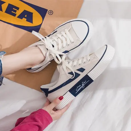 2020夏季薄款新款帆布鞋女韩版百搭休闲ulzzang板鞋学生小白潮鞋商品大图