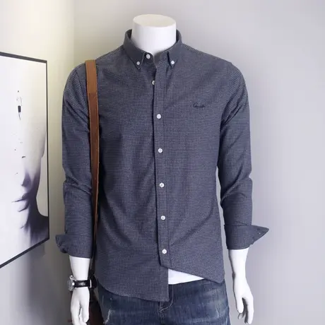 格慕施长袖衬衫男士秋季法兰绒大码格纹休闲磨毛衬衣外套上衣图片