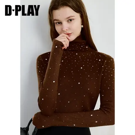DPLAY冬季烫钻毛衣满天星针织衫内搭美拉德上衣打底衫女商品大图