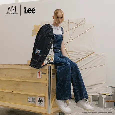 【Basquiat联名】Lee24早春新品清水洗满印女背带裤LWB007771100图片