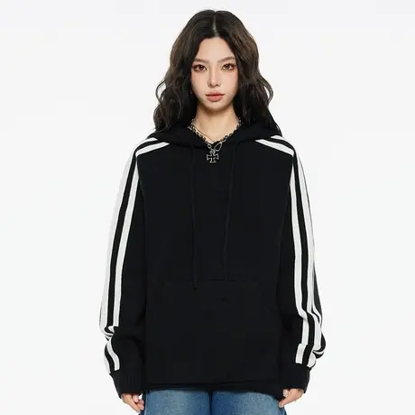 宽松潮牌小众设计感连帽毛衣男潮冬季加厚男士线衣情侣针织衫外套商品大图