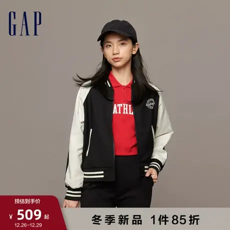 Gap女装早春款LOGO撞色短款宽松棒球服夹克高级时尚外套841033商品大图