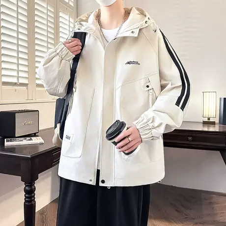 连帽外套男春秋款宽松休闲2024年新款夹克男装潮牌痞帅青少年褂子图片