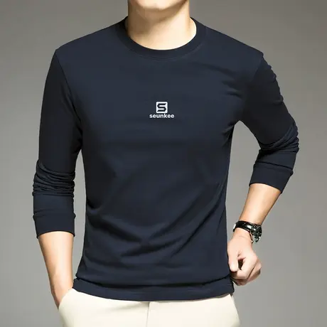 重磅纯棉长袖t恤男保暖加绒加厚内搭打底衫秋冬季摇粒绒全棉秋衣商品大图