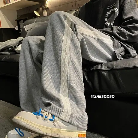 裤子男高街潮牌运动卫裤秋冬季直筒宽松拖地裤ins垂坠感休闲长裤商品大图