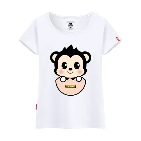 Ohlyah品牌男女短袖t恤衫圆领情侣夏装修身猴子卡通韩潮班服定制商品大图