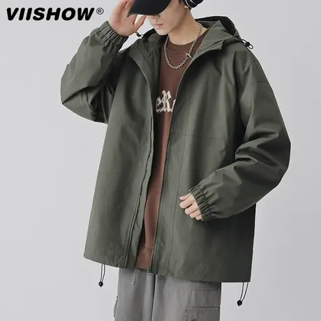 VIISHOW机能风冲锋衣男春秋ins潮牌日系连帽夹克宽松休闲工装外套商品大图