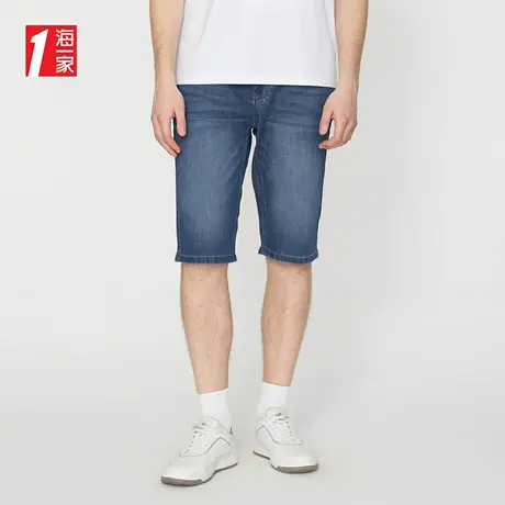 海一家简约商务六分裤2023夏季新款休闲微弹中腰男士牛仔中裤商品大图