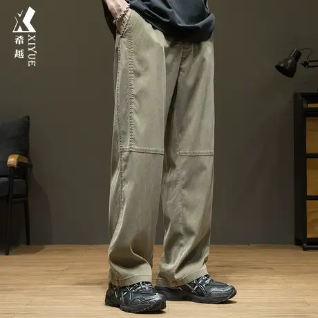 秋冬厚款休闲裤男2023秋季新款加厚阔腿裤秋季莱赛尔宽松大码长裤商品大图