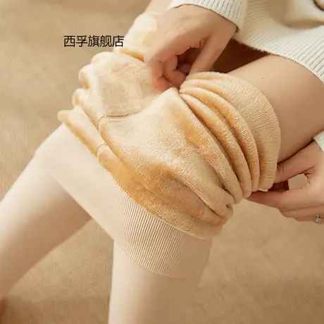 秋冬季新款加厚加绒打底裤女外穿女士大码珍珠绒保暖一体裤商品大图
