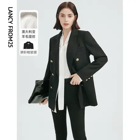 朗姿纯羊毛法式通勤修身显瘦气质高级感上衣西服外套秋季新款西装图片