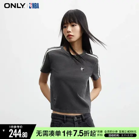 ONLY冬季NBA联名款潮酷休闲拼接短款圆领T恤女|123301022商品大图