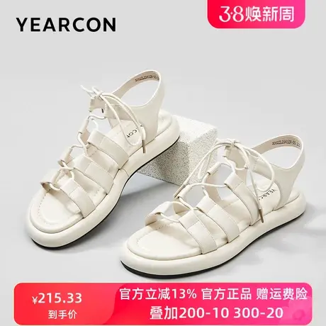 意尔康凉鞋女夏季2024年新款软底罗马复古交叉绑带平底沙滩鞋女款图片