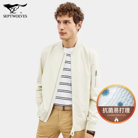 七匹狼狼族生活男装夹克2023春季青年时尚纯色棒球领休闲茄克外套商品大图