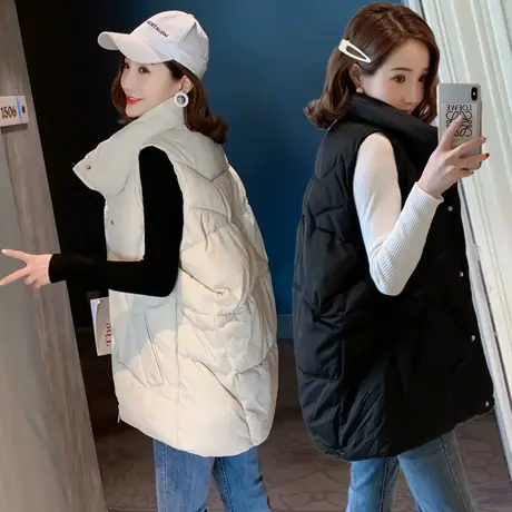 2023秋冬新款羽绒棉马甲女中长款韩版加厚大码显瘦外套棉坎肩马夹商品大图