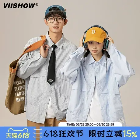 VIISHOW潮牌早秋日系长袖衬衫男衬衣宽松潮牌高级感痞帅休闲外套商品大图