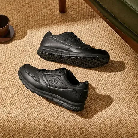 Skechers斯凯奇男鞋春夏季轻便舒适休闲鞋软底黑色商务皮鞋77156商品大图