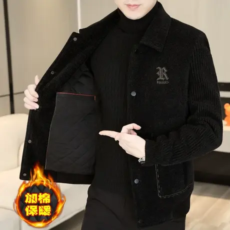 高端商务金貂绒加厚保暖夹克男士冬装毛呢风衣青年加棉呢子外套潮商品大图