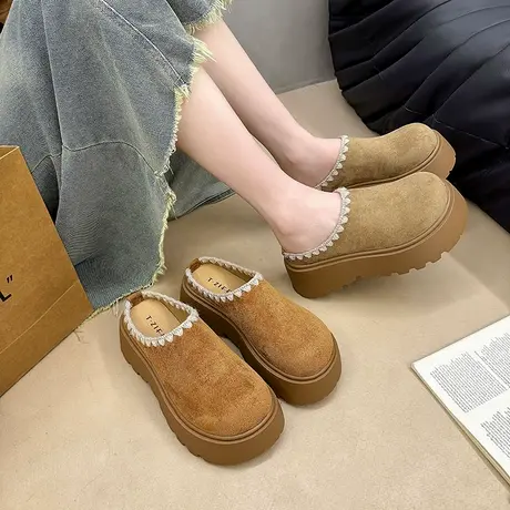 厚底增高勃肯鞋女2025秋季新款时尚包头半拖鞋懒人百搭小个子拖鞋商品大图