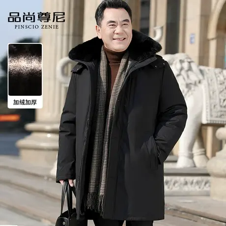 中老年人冬装男爸爸棉衣加绒加厚中长款宽松大码毛领保暖爷爷棉袄商品大图