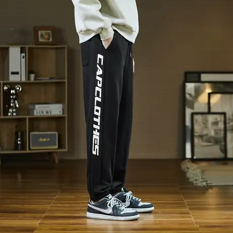 唐狮基本运动裤男士束脚裤秋季新卫裤侧边大文字宽松休闲裤图片