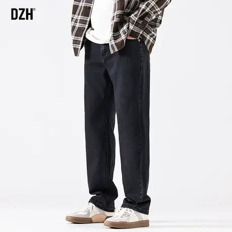 男士黑色直筒牛仔裤男秋季高街美式2023新款窄版直筒裤休闲长裤子商品大图
