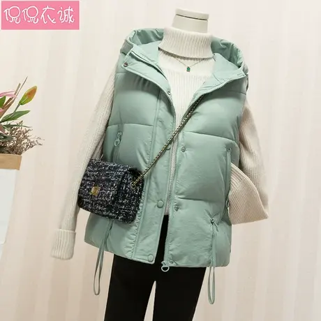 羽绒棉马甲女秋冬2023新款无袖棉坎肩连帽短款马夹面包服背心外套图片