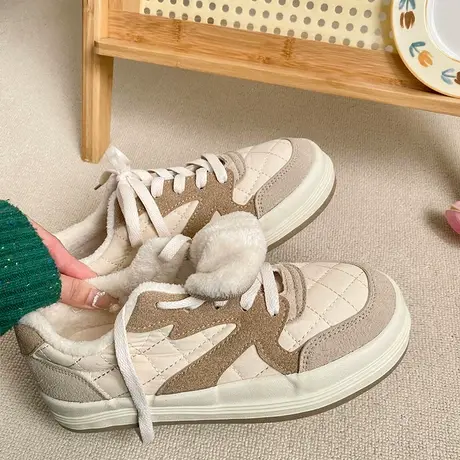 Betoo 加绒冬季保暖小白鞋女2022新款休闲板鞋二棉鞋运动休闲鞋商品大图