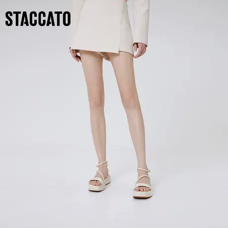 思加图新款奶油鞋法式简约厚底增高凉鞋网红女鞋EEI03BL2图片