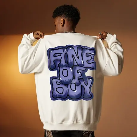 美式复古加绒加厚大码套头字母卫衣潮牌男潮加肥加大上衣男款春季商品大图