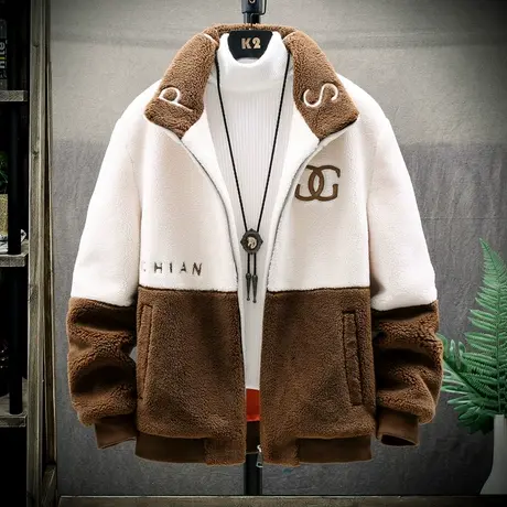 男士羊羔绒毛棉衣冬季加厚帅气皮毛一体外套潮流韩版男装学生袄子图片