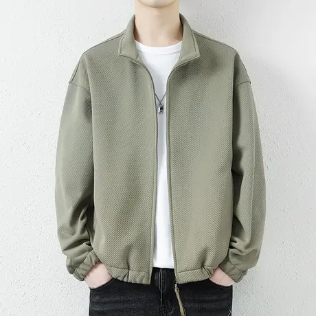 立领夹克男春秋季潮牌宽松休闲褂子青少年帅气百搭上衣服男士外套图片