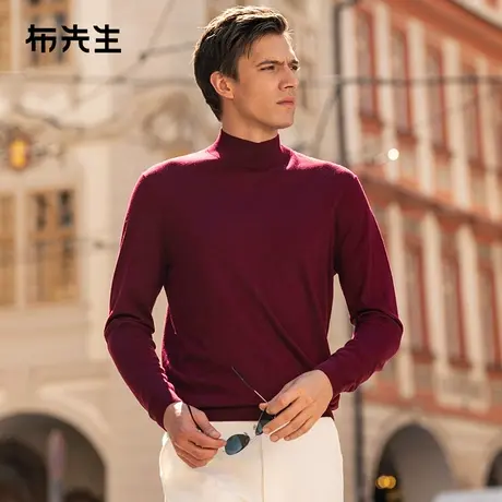 MrBu布先生中高领纯色羊毛t恤春秋可机洗亲肤羊毛衫男BT12322商品大图