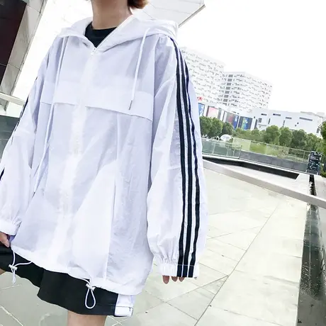 怪味少女外套春秋韩版宽松连帽2021新款街头嘻哈ins潮防晒衣港风图片