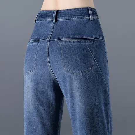 高腰宽松牛仔裤女2024年新款秋季裤子春秋大码女裤九分萝卜哈伦裤图片