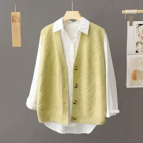 V领针织马甲女装开衫外搭背心春秋2024新款叠穿毛衣坎肩马夹外套图片