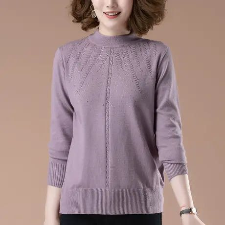 毛衣女秋冬加肥加大码女装宽松中年妈妈洋气打底衫女显瘦针织衫商品大图